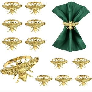 Gold Bee Napkin Rings Set of 12 New in Package